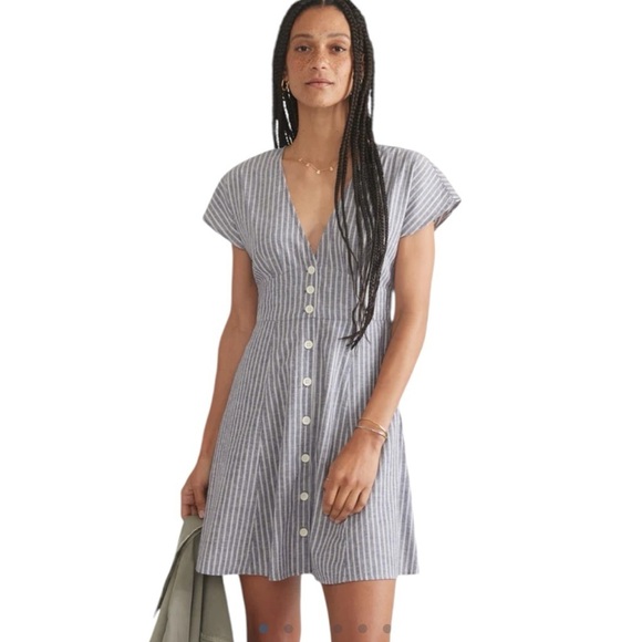 Marine Layer - Camila Striped Button Down Mini Dress Sz L - Picture 1 of 10